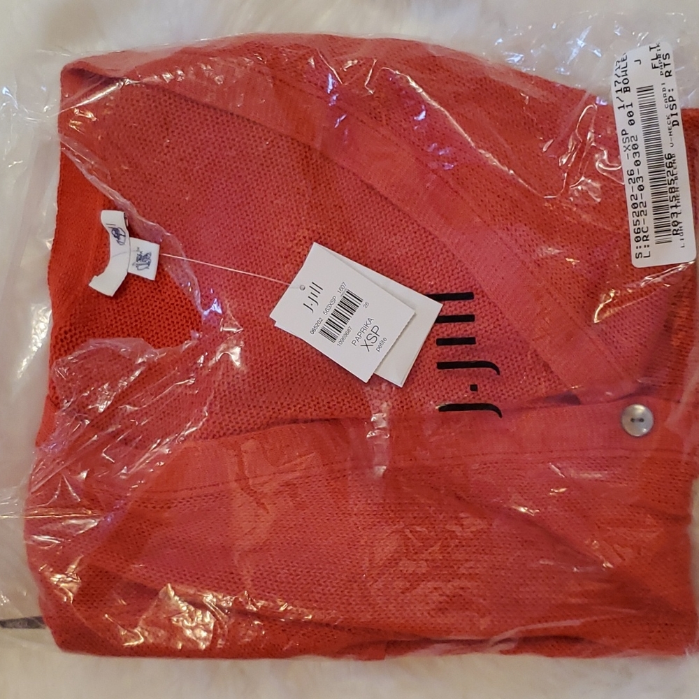 J.Jill Linen blend v-neck cardigan- paprika - Picture 2 of 7